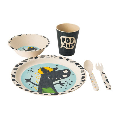 Kindereetset bamboe – dino – 5-delig