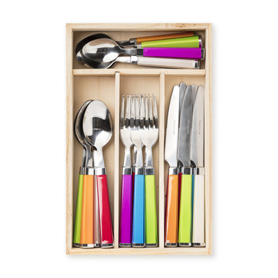 24-delige bestekset in lade – multikleur – 6 persoons
