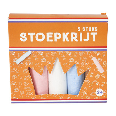 Stoepkrijt – rood/wit/blauw/oranje – set van 5