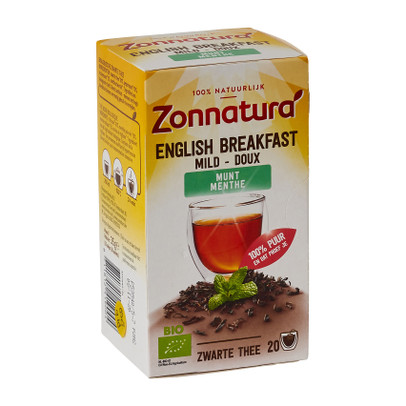 Zonnatura english breakfast thee met munt – 20 zakjes