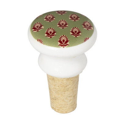 Wijnstopper met print – groen/rood – ø4×6 cm
