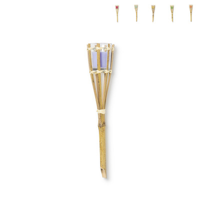 Bamboe tuinfakkel met kaars – diverse kleuren – 30 cm