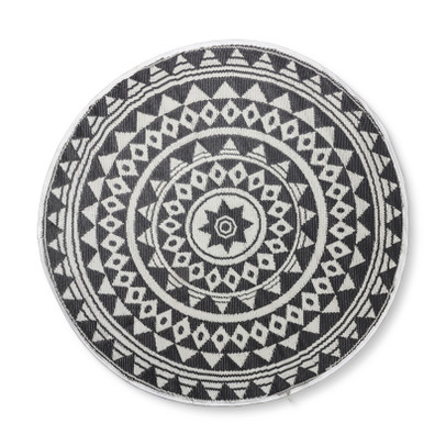 Buitentapijt mandala – zwart/wit – 150 cm