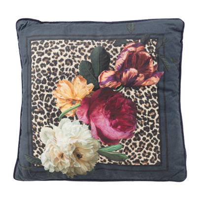 Sierkussen velvet – luipaard/ bloemen – 45×45 cm