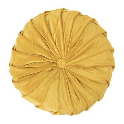 Sierkussen gevlochten rond – geel – ⌀30 cm