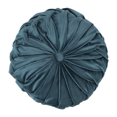 Sierkussen gevlochten rond – petrol – ⌀30 cm