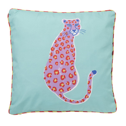 Sierkussen funky luipaard – blauw – 45×45 cm