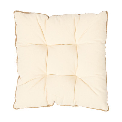 Zitkussen met juten zijkant – beige/bruin – 40x40x3 cm