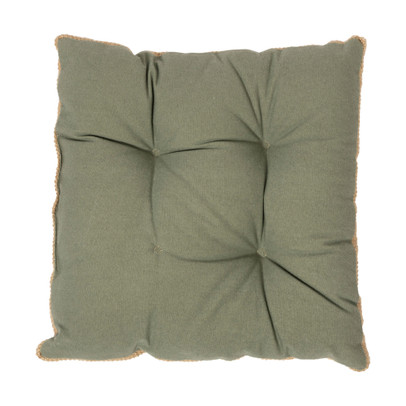 Zitkussen met juten zijkant – groen/bruin – 40x40x3 cm
