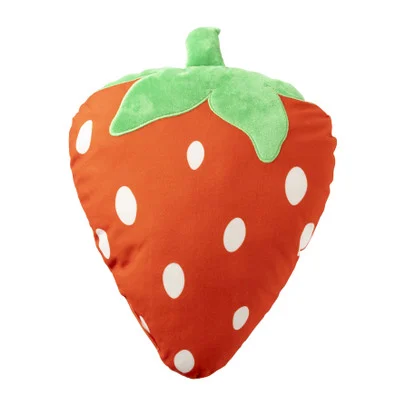 Kussen aardbei – rood/groen – 37×28 cm