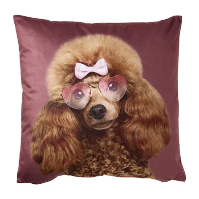 Kussen poedel – roze – 45×45 cm