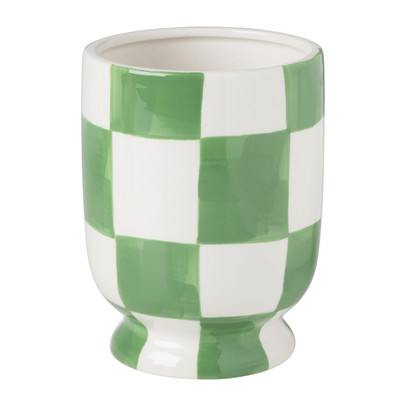 Bloempot geblokt – groen – ø10.5×14 cm