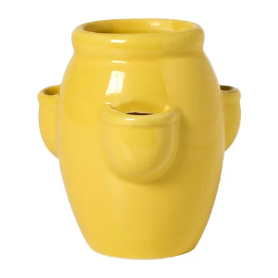 Aardbeienpot keramiek – geel – ø7×10 cm