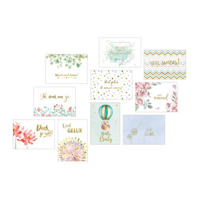 Wenskaarten – goudprint – set van 10