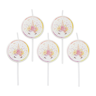 Taartkaarsjes unicorn – set van 5
