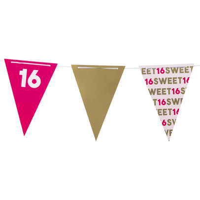 Vlaggenlijn 16 jaar – roze – 10 meter