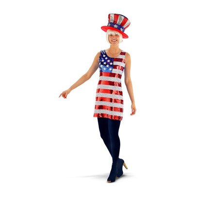 Amerikaanse Vlag USA glitterjurk – maat L/XL