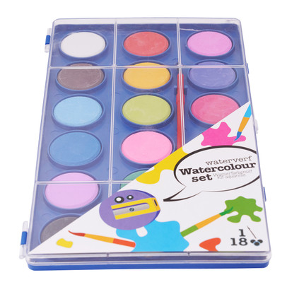 Waterverf met kwast – 18 kleuren