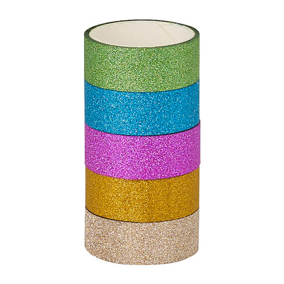 Washi tape glitter – multikleur – 5 rollen
