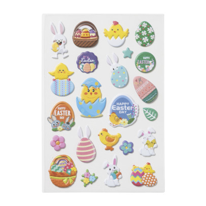 Stickervel paaseieren – set van 24 3D stickers