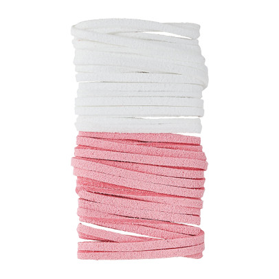 Suede koord – roze/wit – 2×300 cm