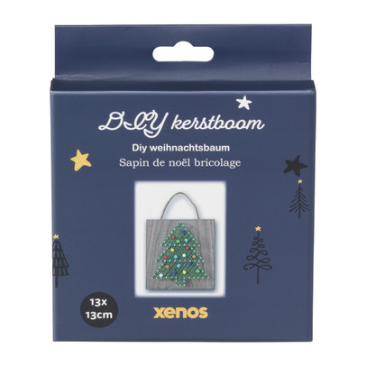 Touwfiguren kerstboom – hout/touw – 12×12 cm