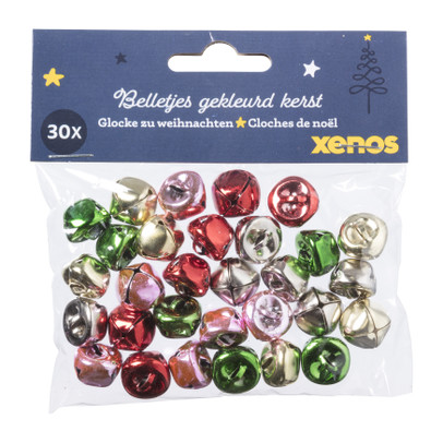 Belletjes gekleurd kerst – set van 30