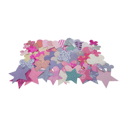 Vormen papier – roze/paars – 60 stuks