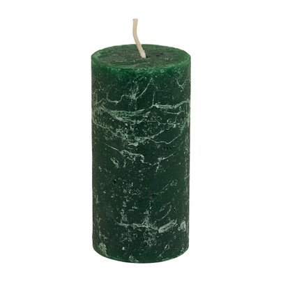 Kaars rustiek –  donkergroen – 5×10 cm