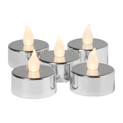 LED waxinelichten – zilver – set van 5