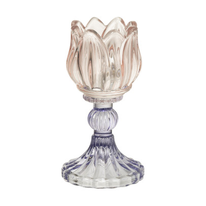 Waxinelichthouder tulp – roze/paars – ø7.8×14.9 cm