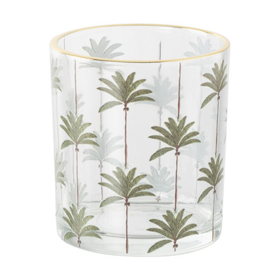 Waxinelichthouder palmboom – transparant/groen -ø7×7.8 cm