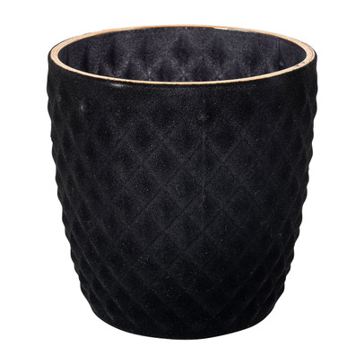 Theelichthouder velvet ruit – zwart – ø8.5×9 cm
