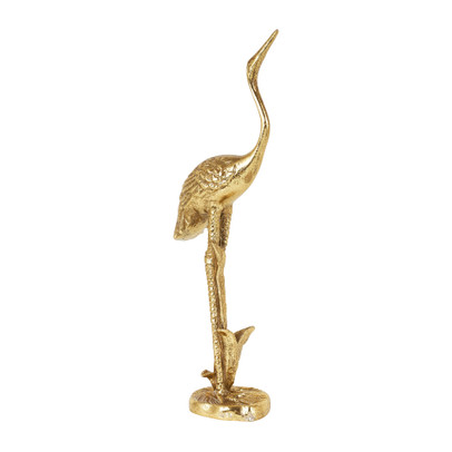 Kraanvogel beeld staand – goud – 11,8×7,8×33,8 cm