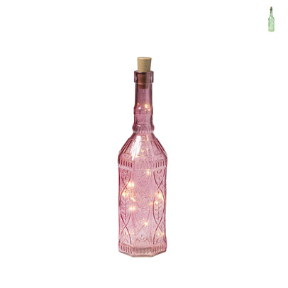 Bohemian fles met lampjes – diverse kleuren – ø8×33 cm
