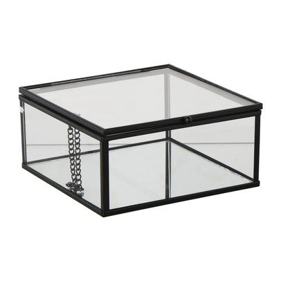 Zwart box glas groot – zwart/transparant – 6x14x14 cm