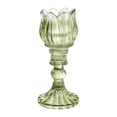 Waxinelichthouder tulp Ilona – groen – ø7.8×14 cm