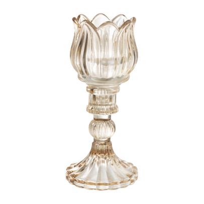 Waxinelichthouder tulp Nathalie – oker – ø7.8×14 cm