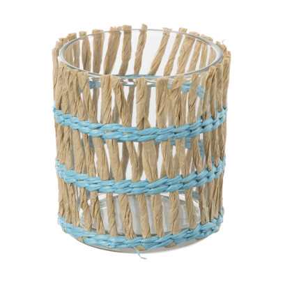 Waxinelichthouder riet – blauw – ø8×9 cm