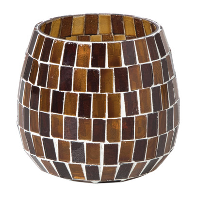 Waxinelichthouder mozaiek – bruin – ø9×8 cm