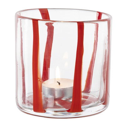 Waxinelichthouder streep – rood – ø10×10 cm