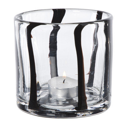 Waxinelichthouder streep – zwart – ø10×10 cm