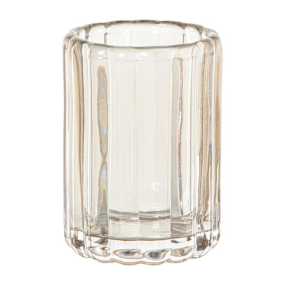 Waxinelichthouder glas groot – beige – ø8.5×12 cm