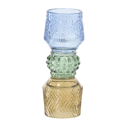 Waxinelichthouder stapel – blauw – ø8×20 cm