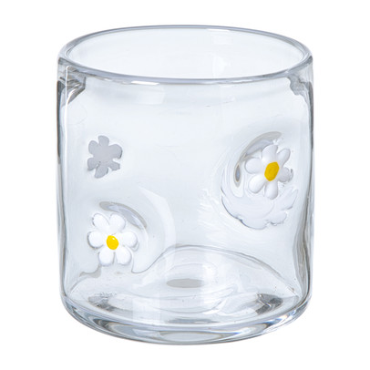 Waxinelichthouder madelief glas – transparant – ø10×10 cm