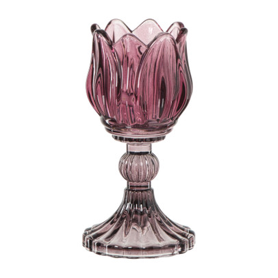 Waxinelichthouder tulp – donkerrood – ø7.8×14 cm