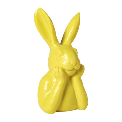 Beeldje haas – geel – 15.5×8.5×7 cm