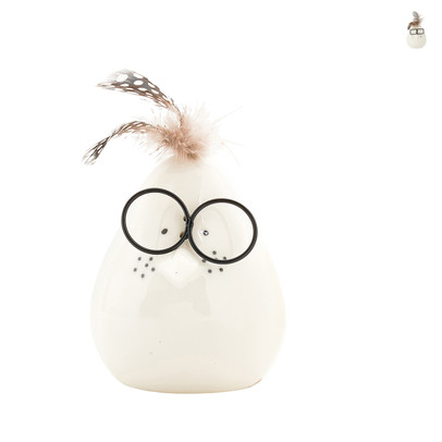Kuiken beeldje met bril – wit – 8.5 cm