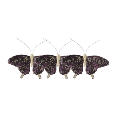 Vlinder op clip – paars – 14 cm