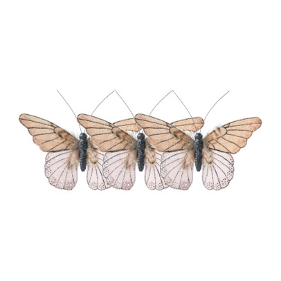 Vlinder op clip – bruin/roze